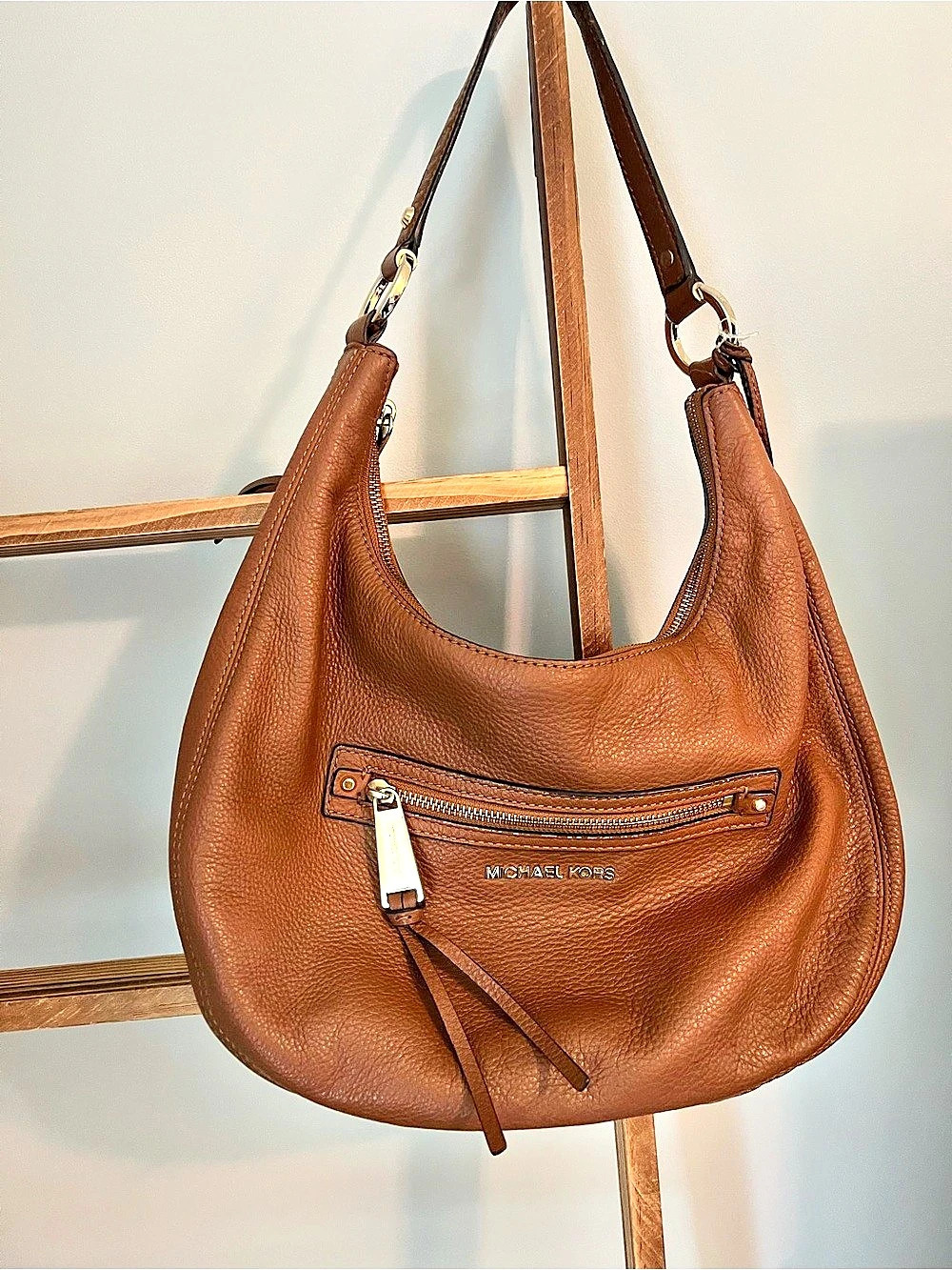 Michael Kors Weston Large Hobo Shoulder Bag Brown Leather